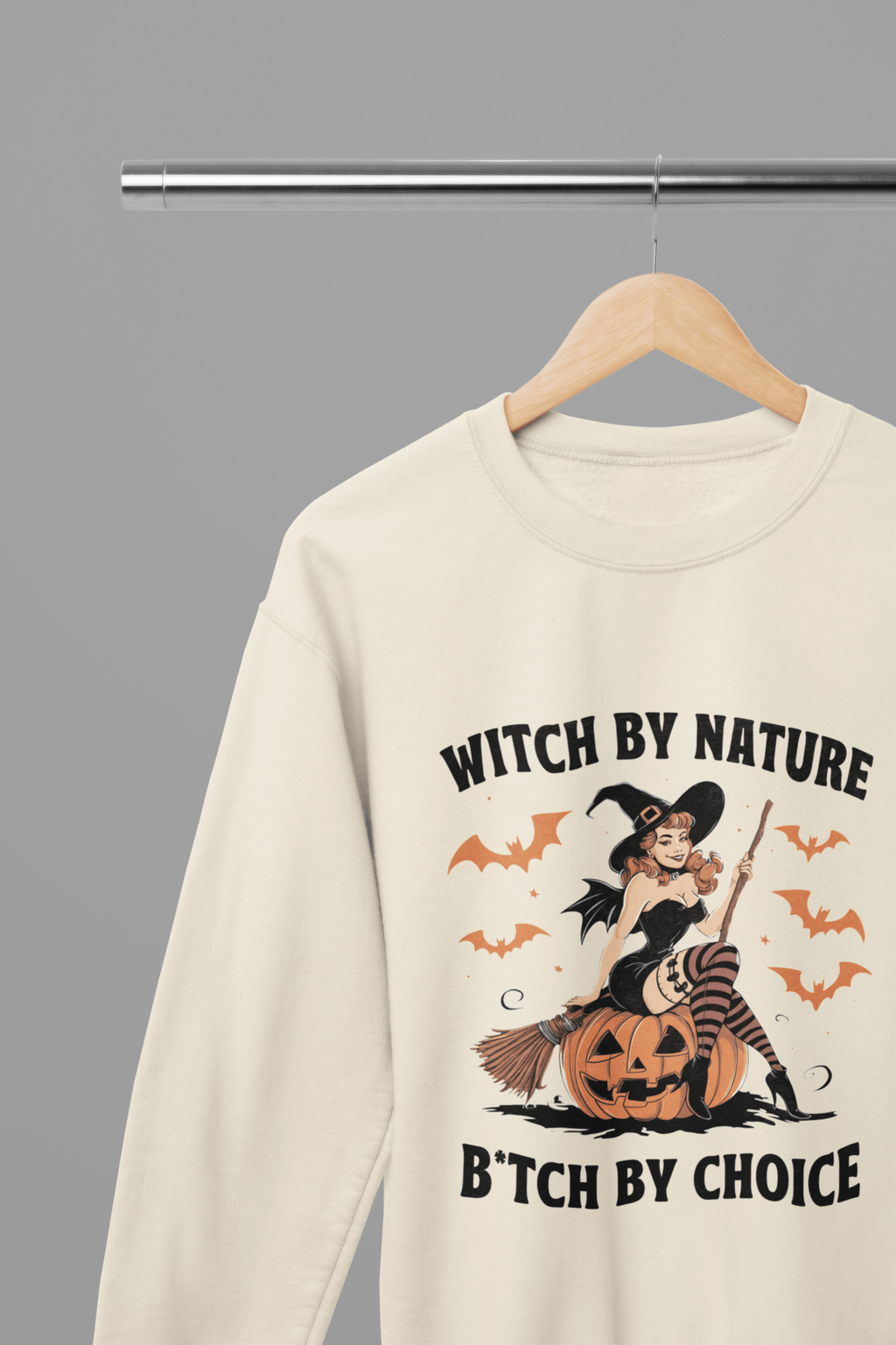 My Store Halloween Beige / Small / Sweatshirt Witch By Nature Halloween Sweatshirt – Funny Retro Witch Jumper