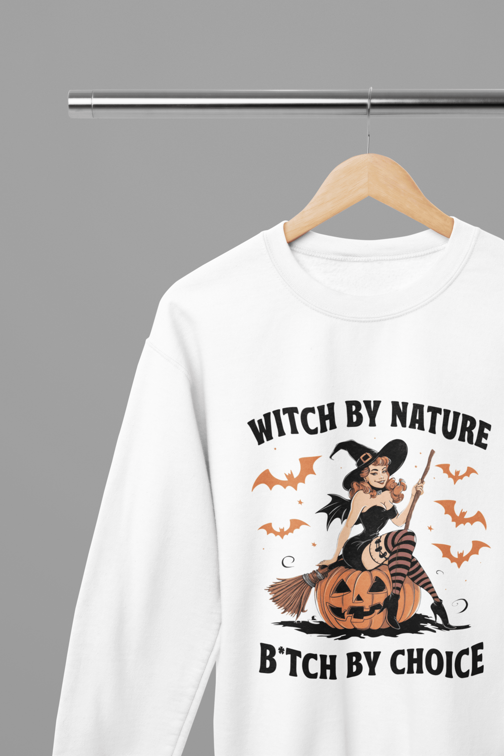 My Store Halloween White / Small / Sweatshirt Witch By Nature Halloween Sweatshirt – Funny Retro Witch Jumper