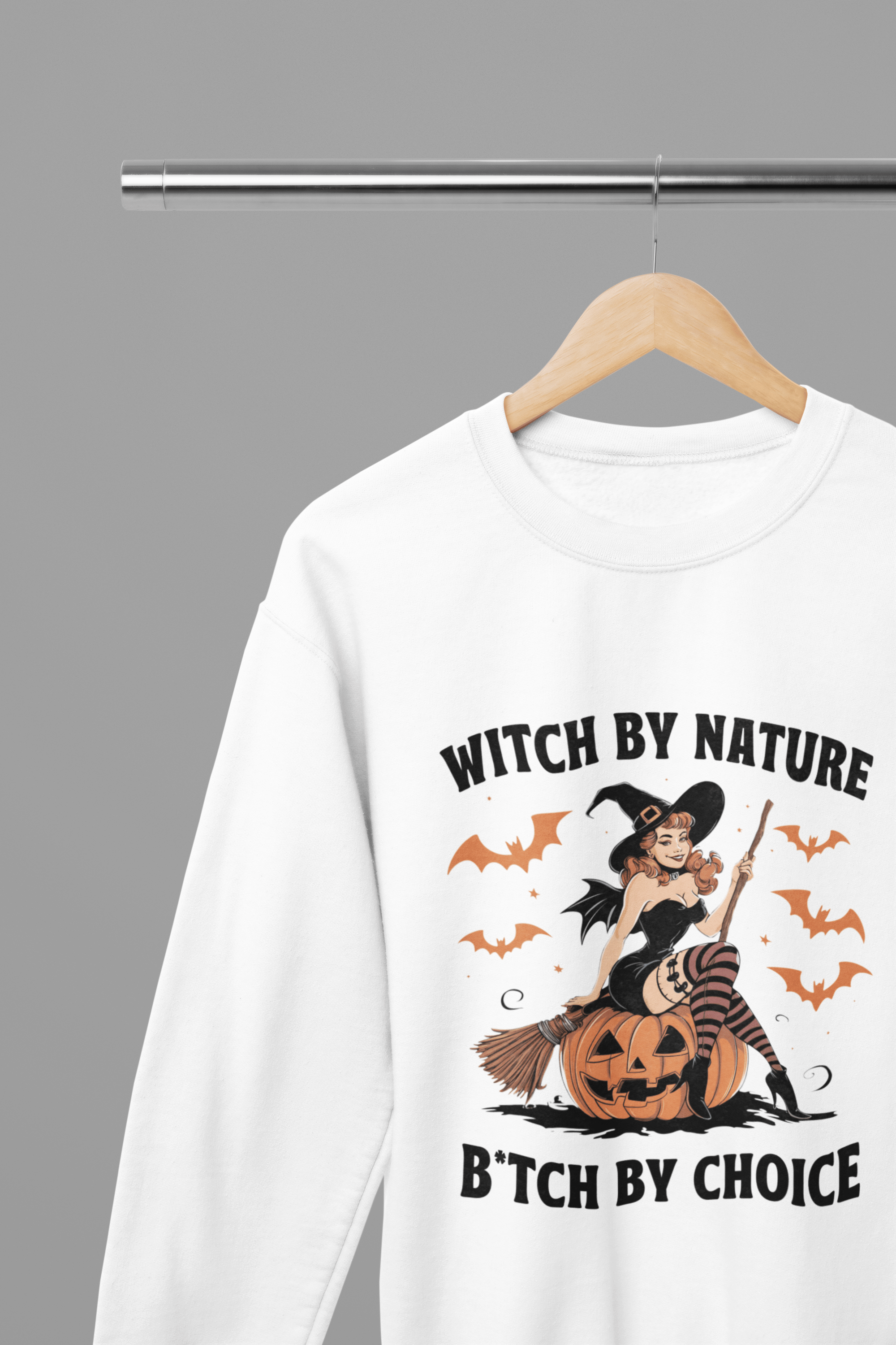 My Store Halloween White / Small / Sweatshirt Witch By Nature Halloween Sweatshirt – Funny Retro Witch Jumper