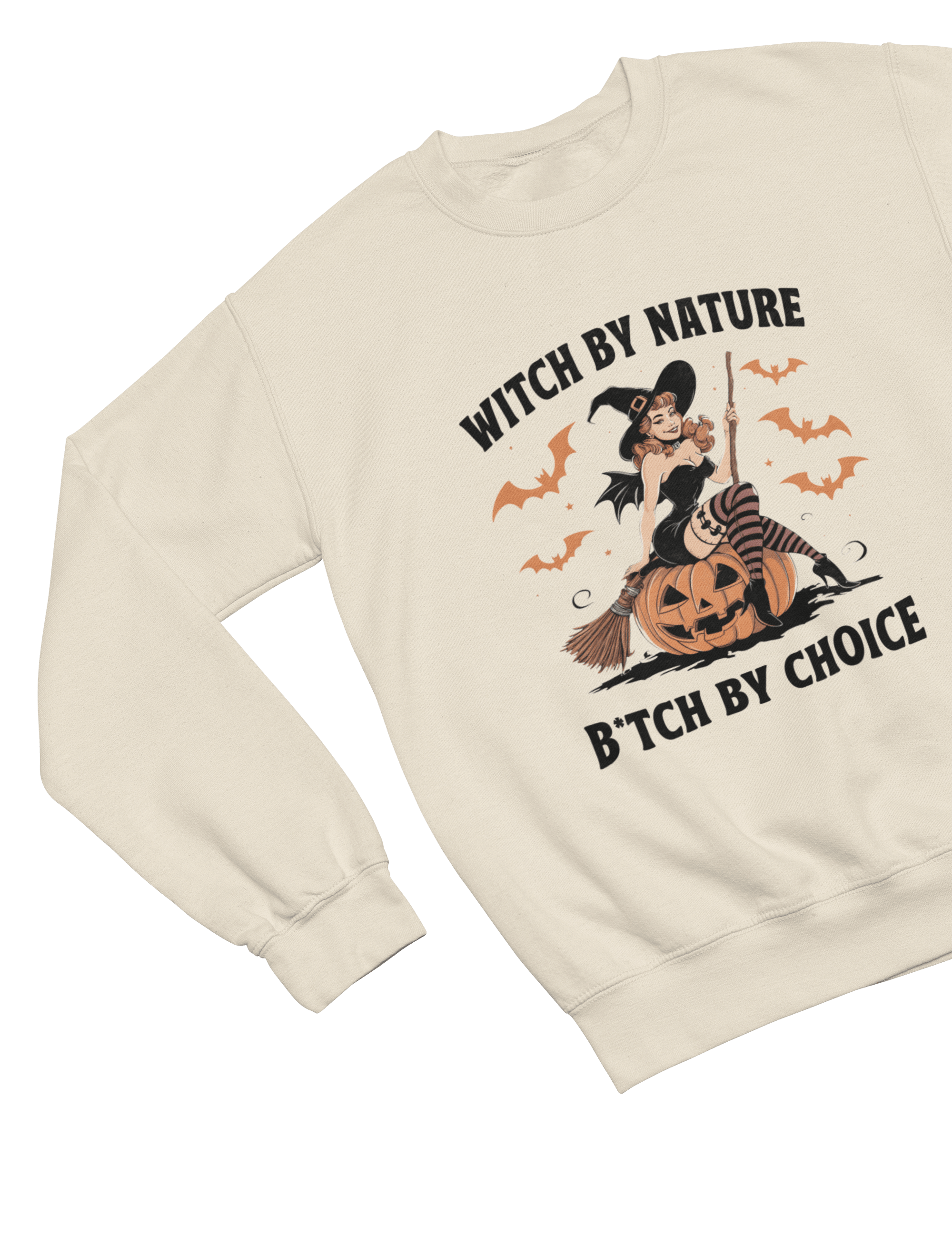 My Store Halloween Witch By Nature Halloween Sweatshirt – Funny Retro Witch Jumper