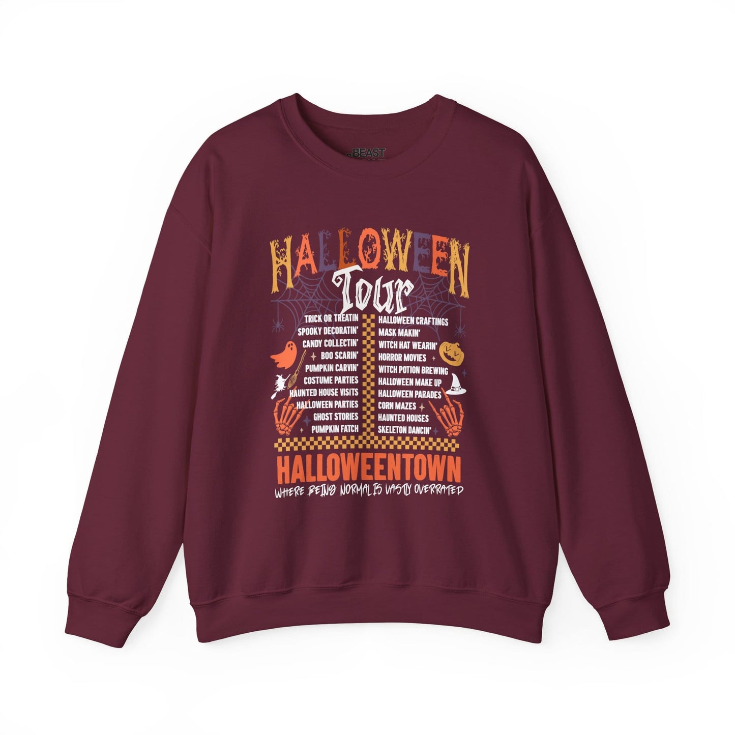 Halloweentown Halloween Tour Black Sweatshirt Maroon / S gift_idea unique_gift personalised_gift