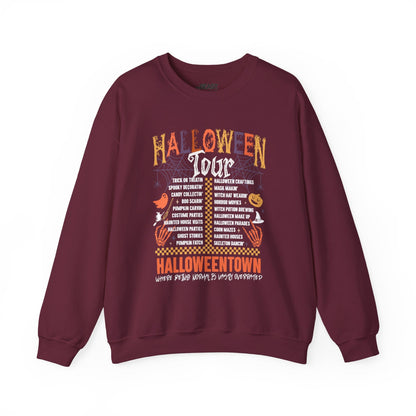 Halloweentown Halloween Tour Black Sweatshirt Maroon / S gift_idea unique_gift personalised_gift