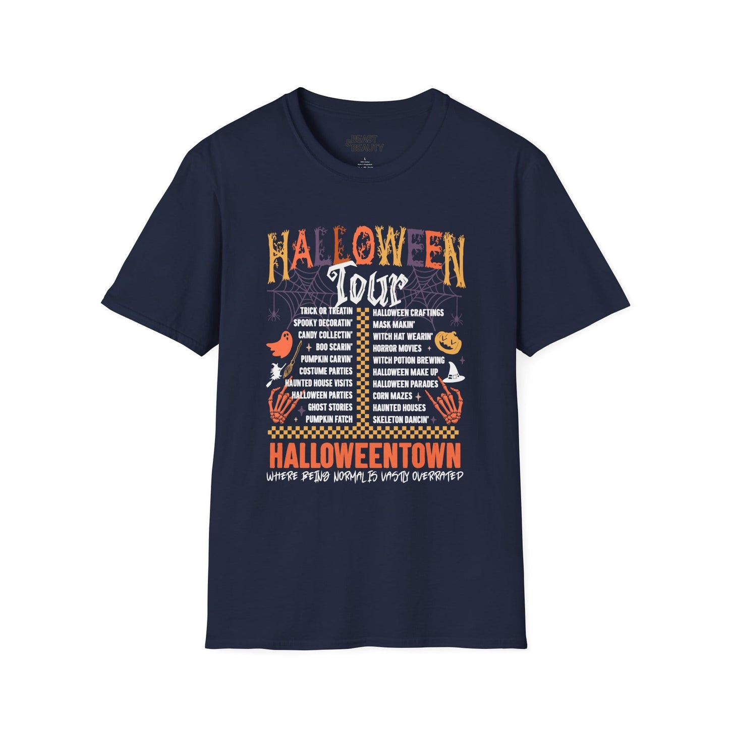 Halloweentown Halloween Tour Graphic T-Shirt Navy / S gift_idea unique_gift personalised_gift