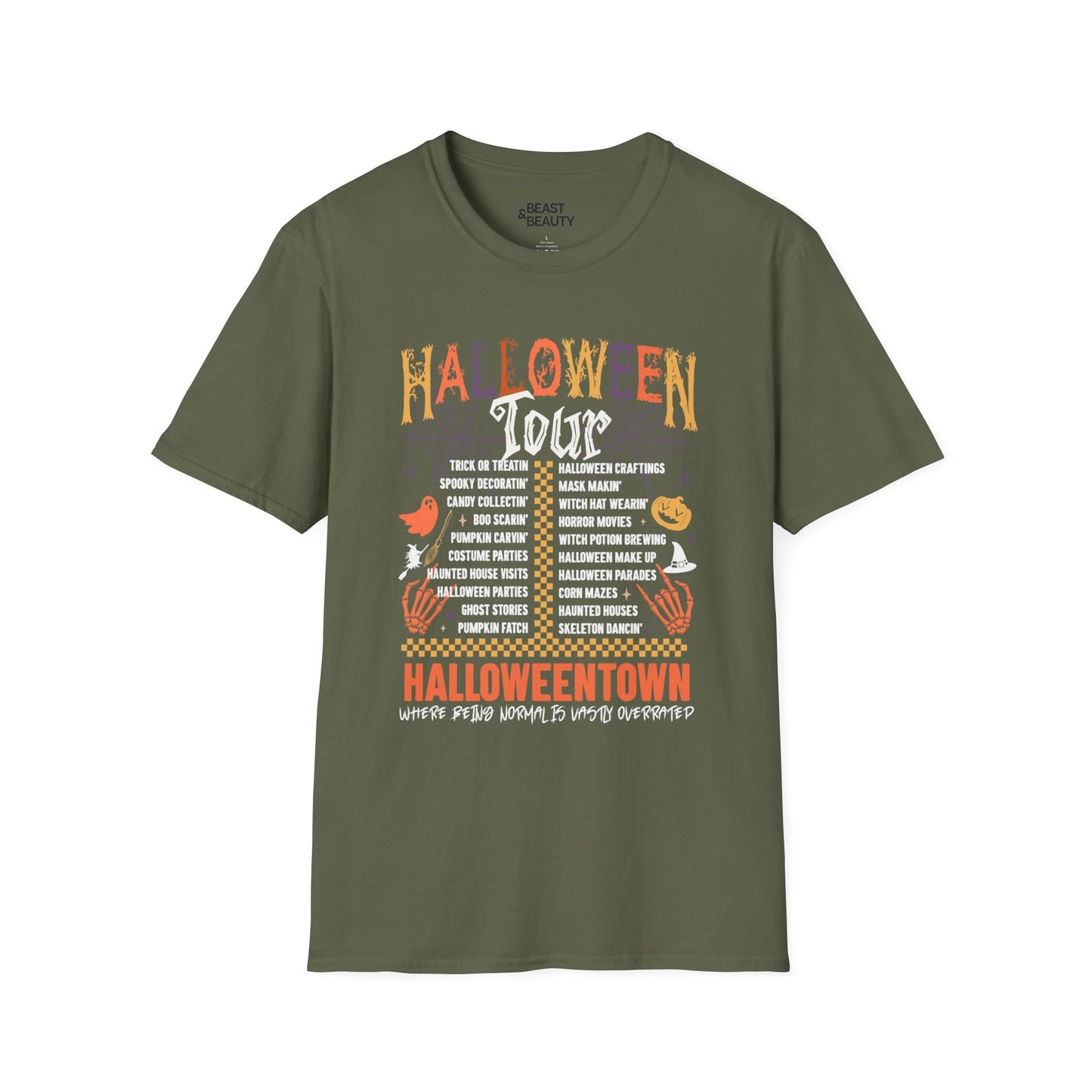 Halloweentown Halloween Tour Graphic T-Shirt Military Green / S gift_idea unique_gift personalised_gift