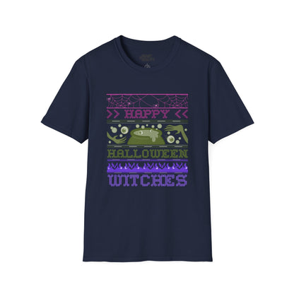 Happy Halloween Witches Retro Graphic T-Shirt Navy / S gift_idea unique_gift personalised_gift