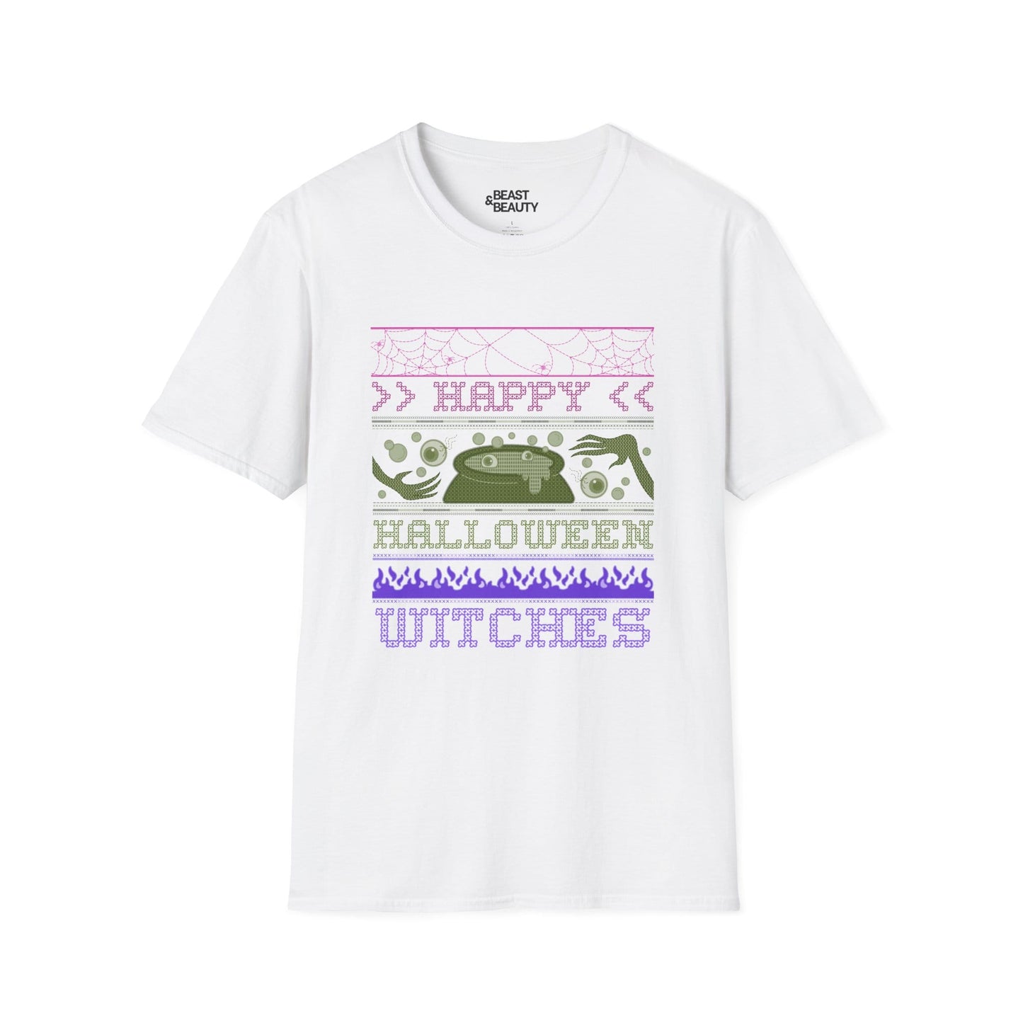 Happy Halloween Witches Retro Graphic T-Shirt White / S gift_idea unique_gift personalised_gift