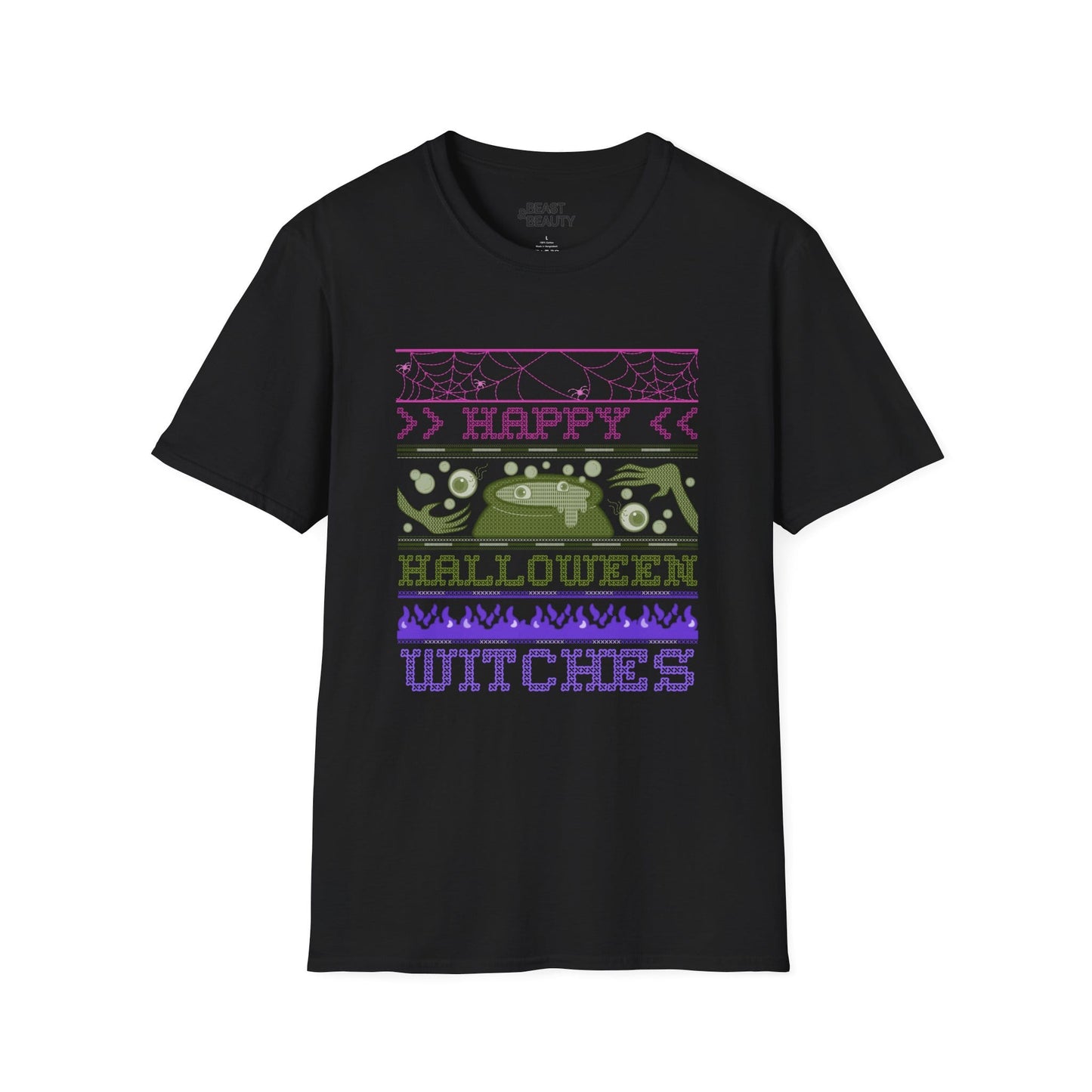 Happy Halloween Witches Retro Graphic T-Shirt Black / S gift_idea unique_gift personalised_gift