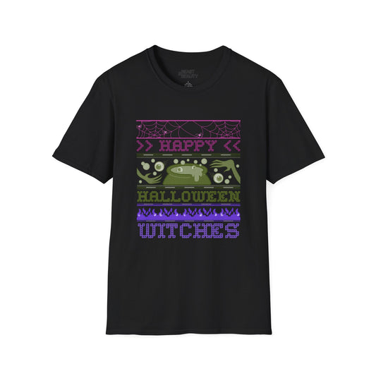 Happy Halloween Witches Retro Graphic T-Shirt Black / S gift_idea unique_gift personalised_gift
