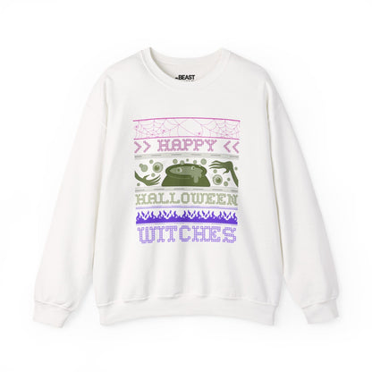 Happy Halloween Witches Ugly Sweater Sweatshirt White / S gift_idea unique_gift personalised_gift