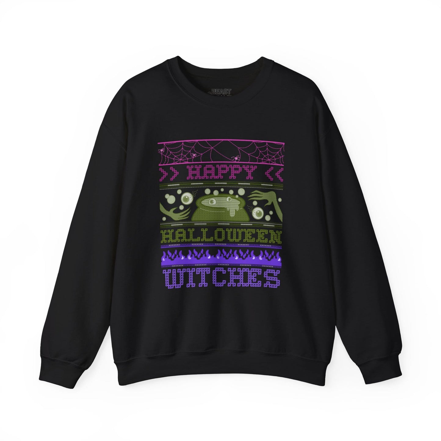 Happy Halloween Witches Ugly Sweater Sweatshirt Black / S gift_idea unique_gift personalised_gift
