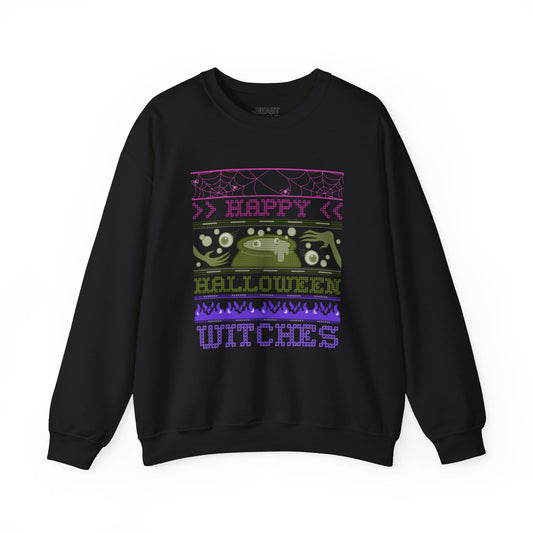 Happy Halloween Witches Ugly Sweater Sweatshirt Black / S gift_idea unique_gift personalised_gift