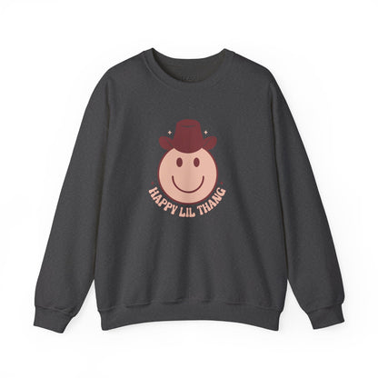 happy lil thang cowboy sweatshirt dark heather sweatshirt uk cowgirl gift idea