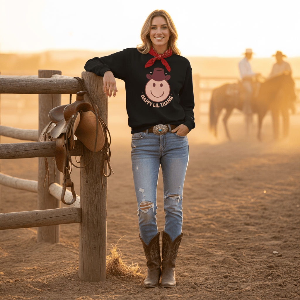 Happy Lil Thang Cowboy Sweatshirt gift_idea unique_gift personalised_gift