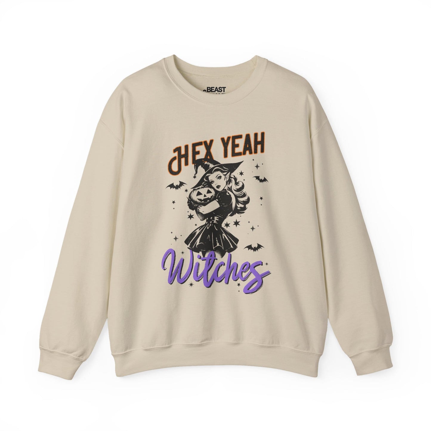 Hex Yeah Witches Funny Halloween Sweatshirt Sand / S gift_idea unique_gift personalised_gift