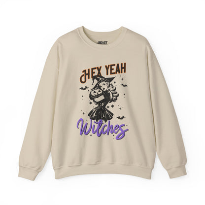 Hex Yeah Witches Funny Halloween Sweatshirt Sand / S gift_idea unique_gift personalised_gift