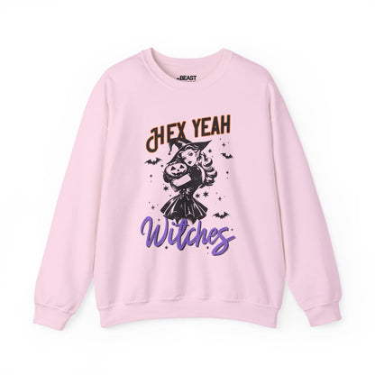 Hex Yeah Witches Funny Halloween Sweatshirt Light Pink / S gift_idea unique_gift personalised_gift