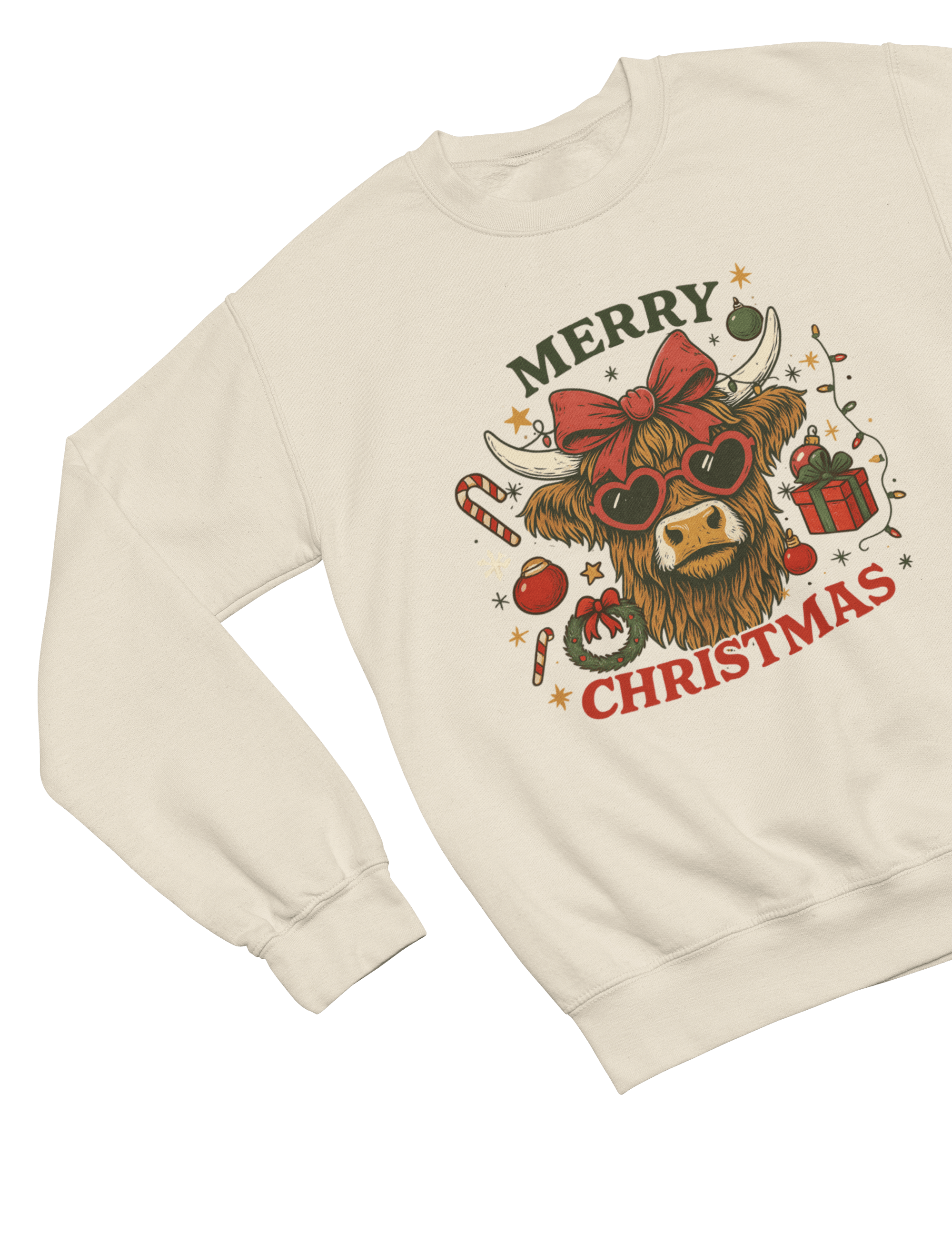 Beast and Beauty Sweatshirt / 3XL (Adult) / Beige Highland Cow Merry Christmas Jumper – Funny Xmas Sweatshirt UK