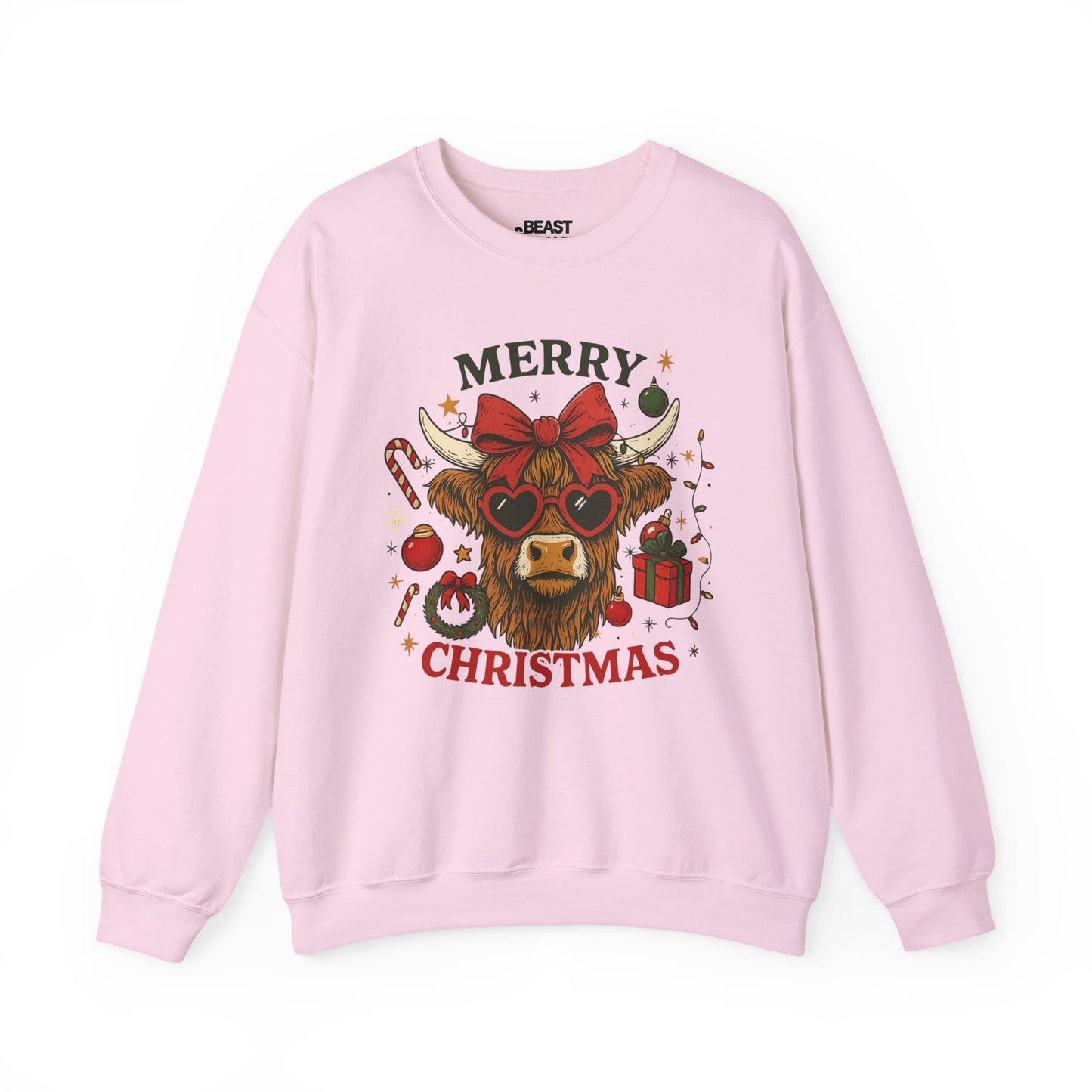 highland cow merry christmas sweatshirt light pink sweatshirt uk Christmas gift idea