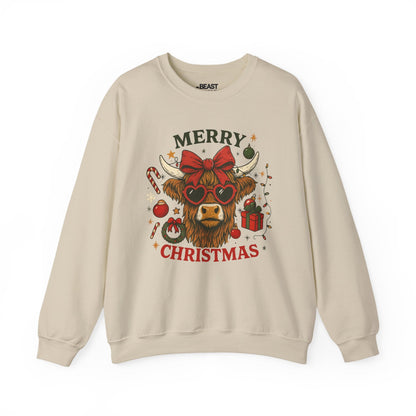 highland cow merry christmas sweatshirt sand sweatshirt uk Christmas gift idea