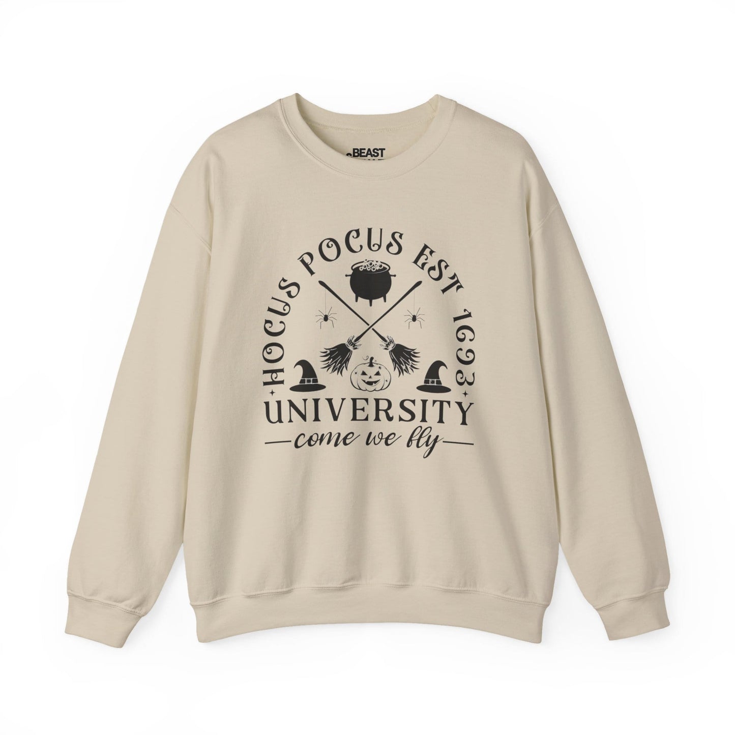 Hocus Pocus University Come We Fly Halloween Sweatshirt Sand / S gift_idea unique_gift personalised_gift