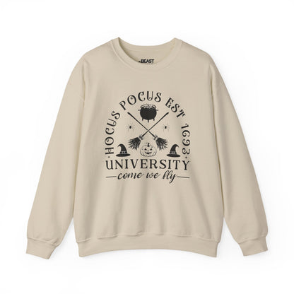 Hocus Pocus University Come We Fly Halloween Sweatshirt Sand / S gift_idea unique_gift personalised_gift