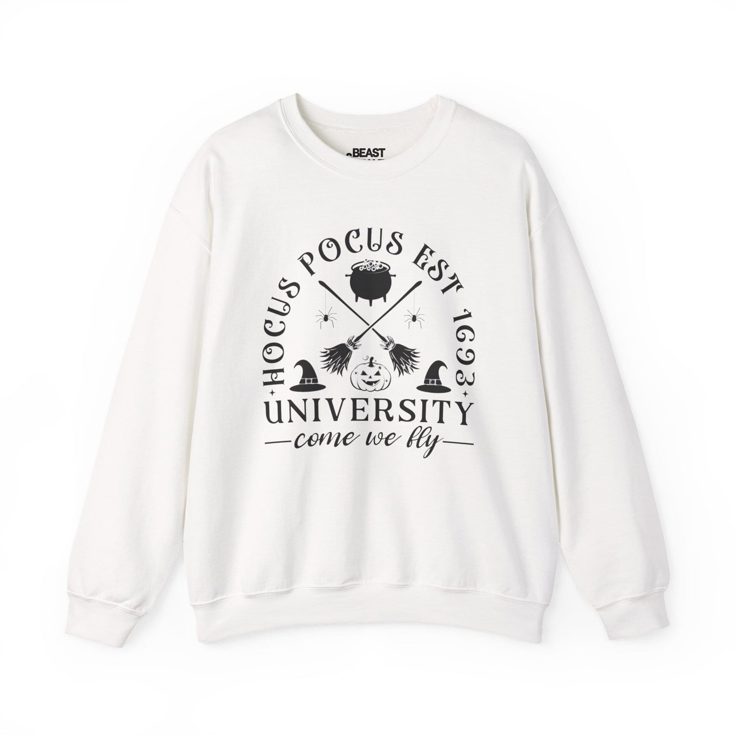Hocus Pocus University Come We Fly Halloween Sweatshirt White / S gift_idea unique_gift personalised_gift