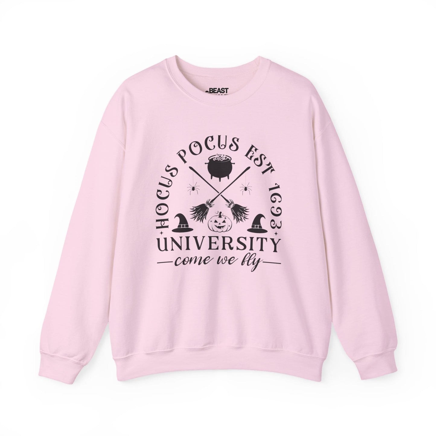 Hocus Pocus University Come We Fly Halloween Sweatshirt Light Pink / S gift_idea unique_gift personalised_gift