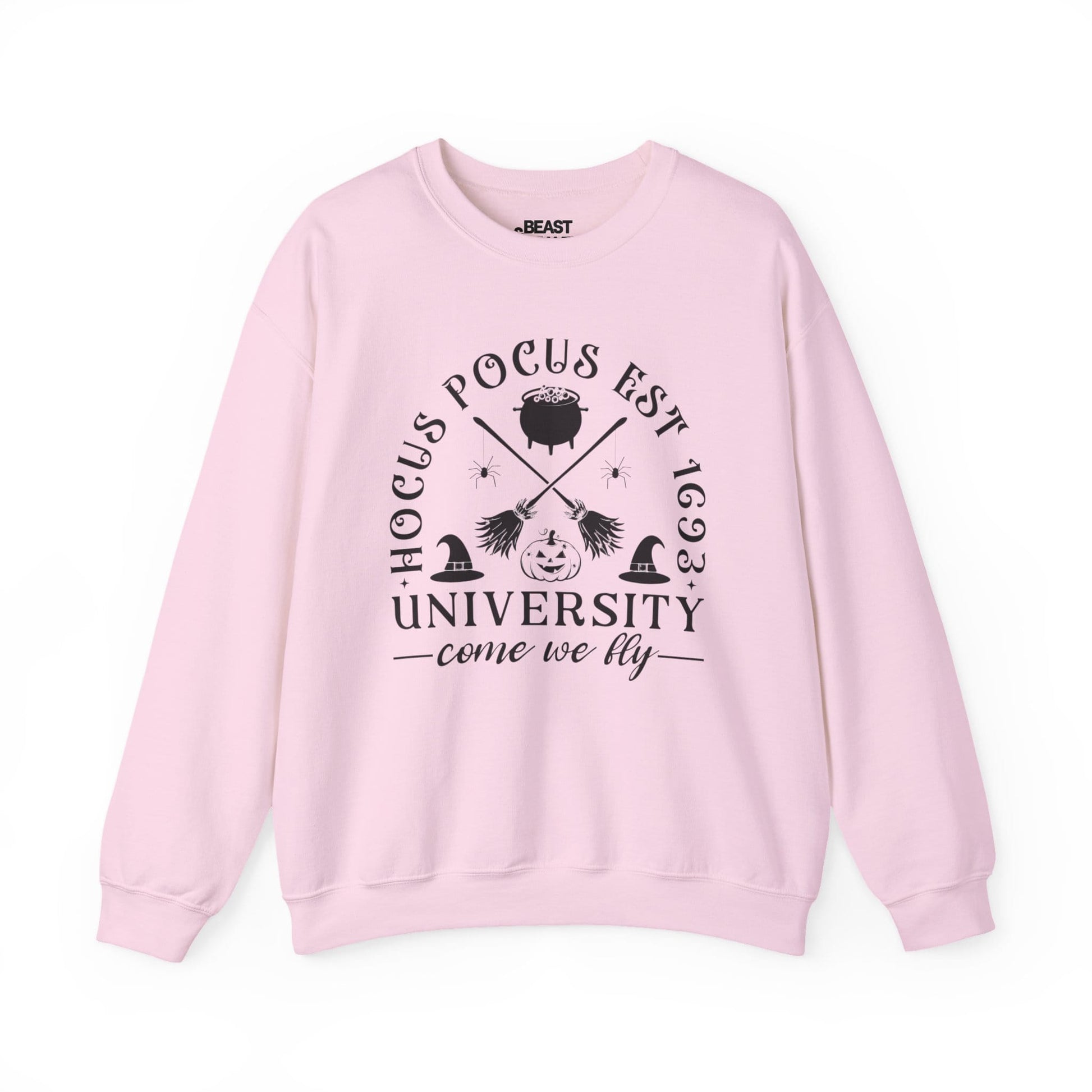 Hocus Pocus University Come We Fly Halloween Sweatshirt Light Pink / S gift_idea unique_gift personalised_gift