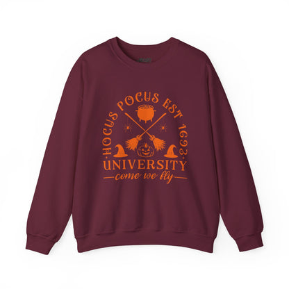 Hocus Pocus University Come We Fly Halloween Sweatshirt Maroon / S gift_idea unique_gift personalised_gift