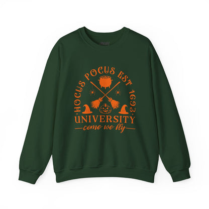 Hocus Pocus University Come We Fly Halloween Sweatshirt Forest Green / S gift_idea unique_gift personalised_gift