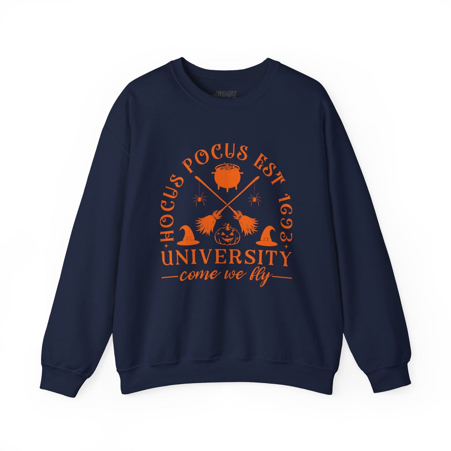 Hocus Pocus University Come We Fly Halloween Sweatshirt Navy / S gift_idea unique_gift personalised_gift