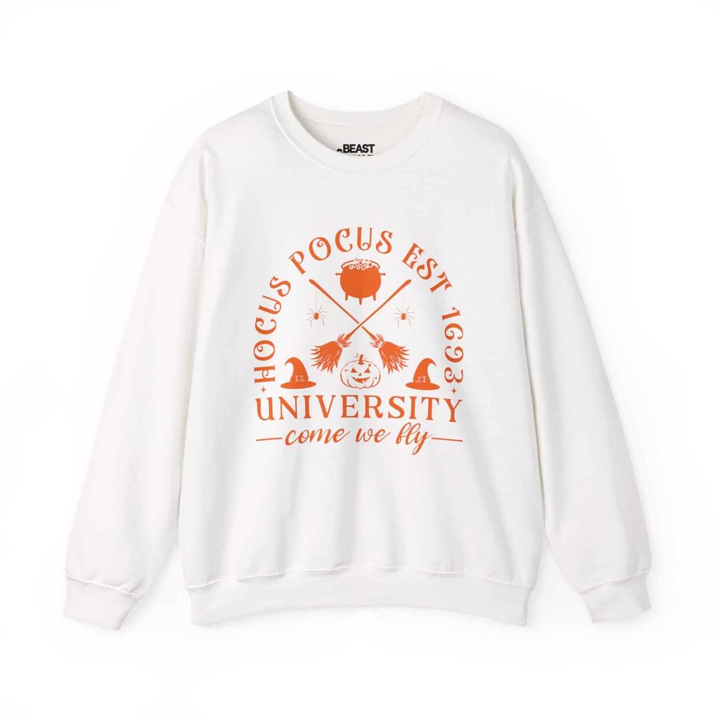 Hocus Pocus University Come We Fly Halloween Sweatshirt White / S gift_idea unique_gift personalised_gift