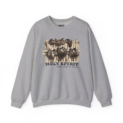 holy spirit come like a flood western sweatshirt sport grey sweatshirt uk cowgirl gift idea