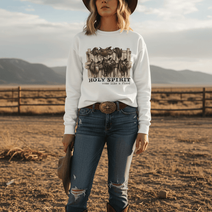 Holy Spirit Come Like a Flood Western Sweatshirt gift_idea unique_gift personalised_gift