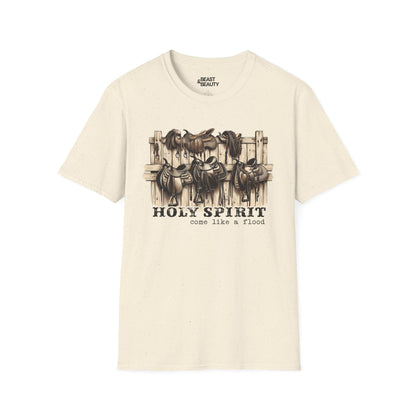 holy spirit come like a flood t-shirt natural t-shirt uk cowgirl gift idea