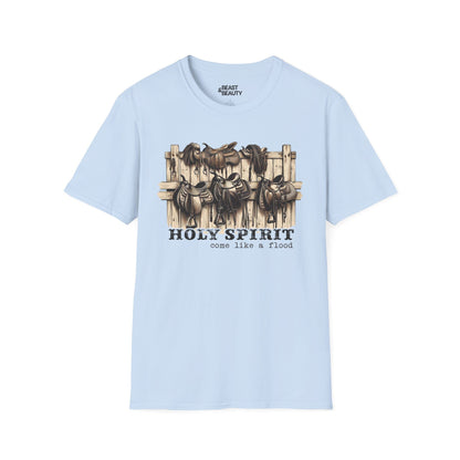 holy spirit come like a flood t-shirt light blue t-shirt uk cowgirl gift idea
