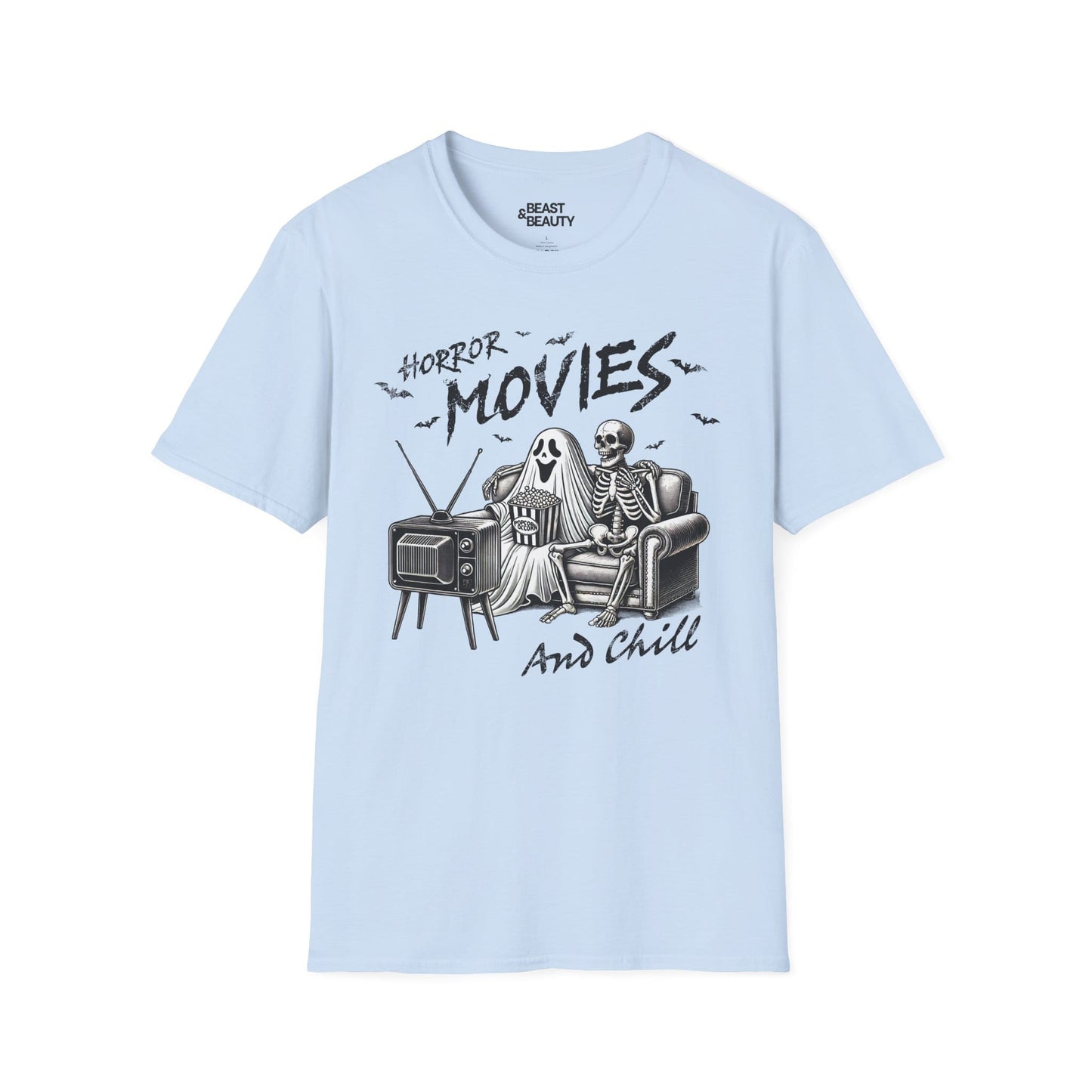 Horror Movies and Chill Graphic T-Shirt Light Blue / S gift_idea unique_gift personalised_gift