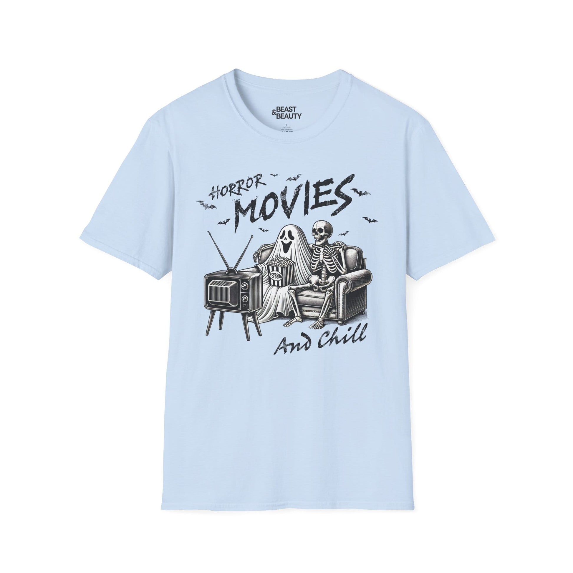 Horror Movies and Chill Graphic T-Shirt Light Blue / S gift_idea unique_gift personalised_gift