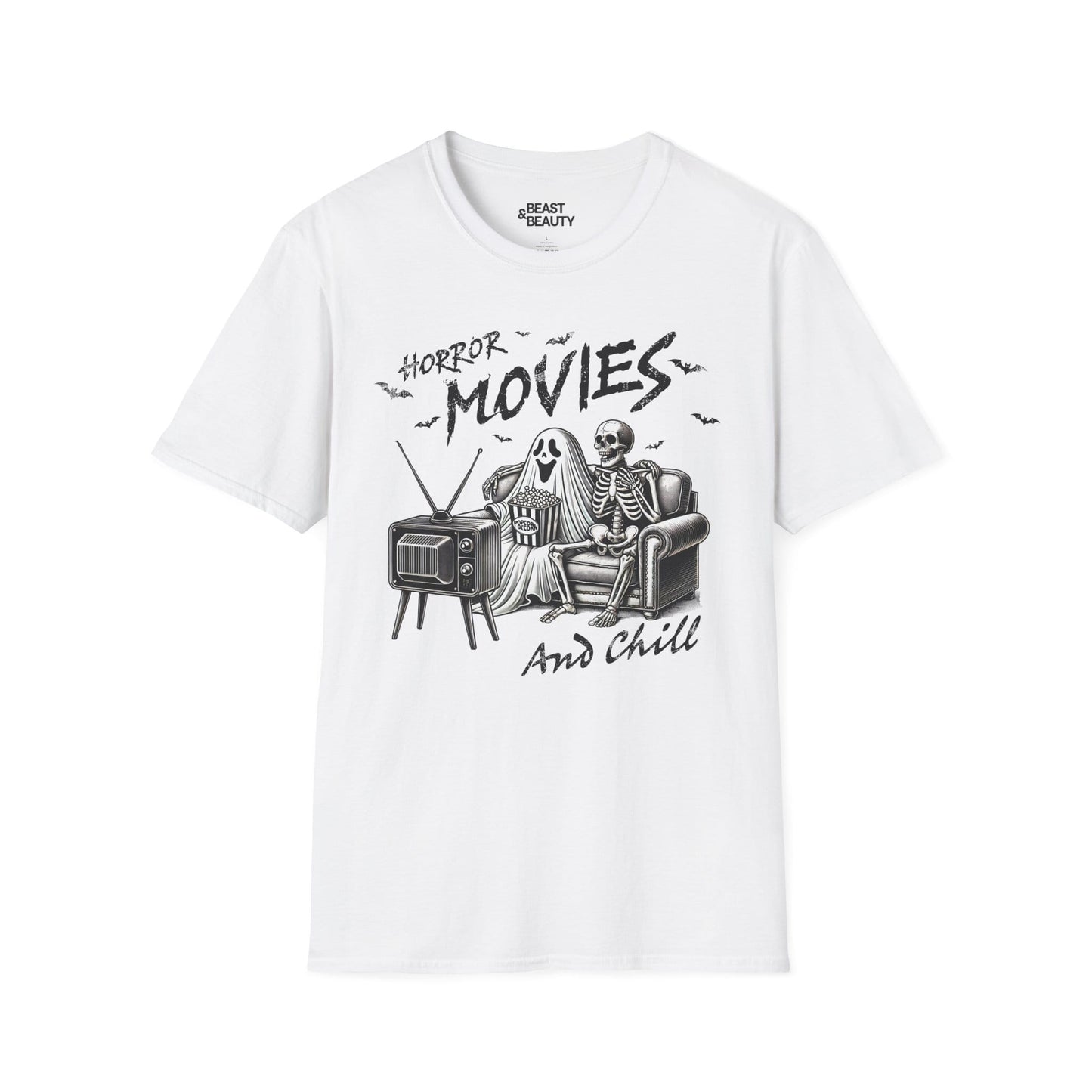 Horror Movies and Chill Graphic T-Shirt White / S gift_idea unique_gift personalised_gift