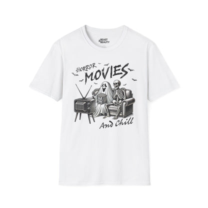 Horror Movies and Chill Graphic T-Shirt White / S gift_idea unique_gift personalised_gift