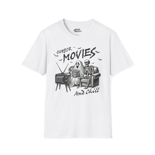 Horror Movies and Chill Graphic T-Shirt White / S gift_idea unique_gift personalised_gift