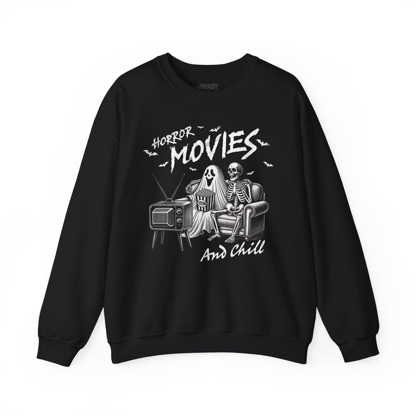 Horror Movies And Chill Halloween Sweatshirt Black / S gift_idea unique_gift personalised_gift