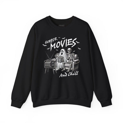 Horror Movies And Chill Halloween Sweatshirt Black / S gift_idea unique_gift personalised_gift