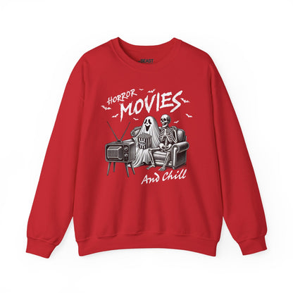 Horror Movies And Chill Halloween Sweatshirt Red / S gift_idea unique_gift personalised_gift