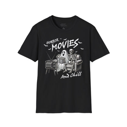 Horror Movies and Chill Halloween T-Shirt Black / S gift_idea unique_gift personalised_gift