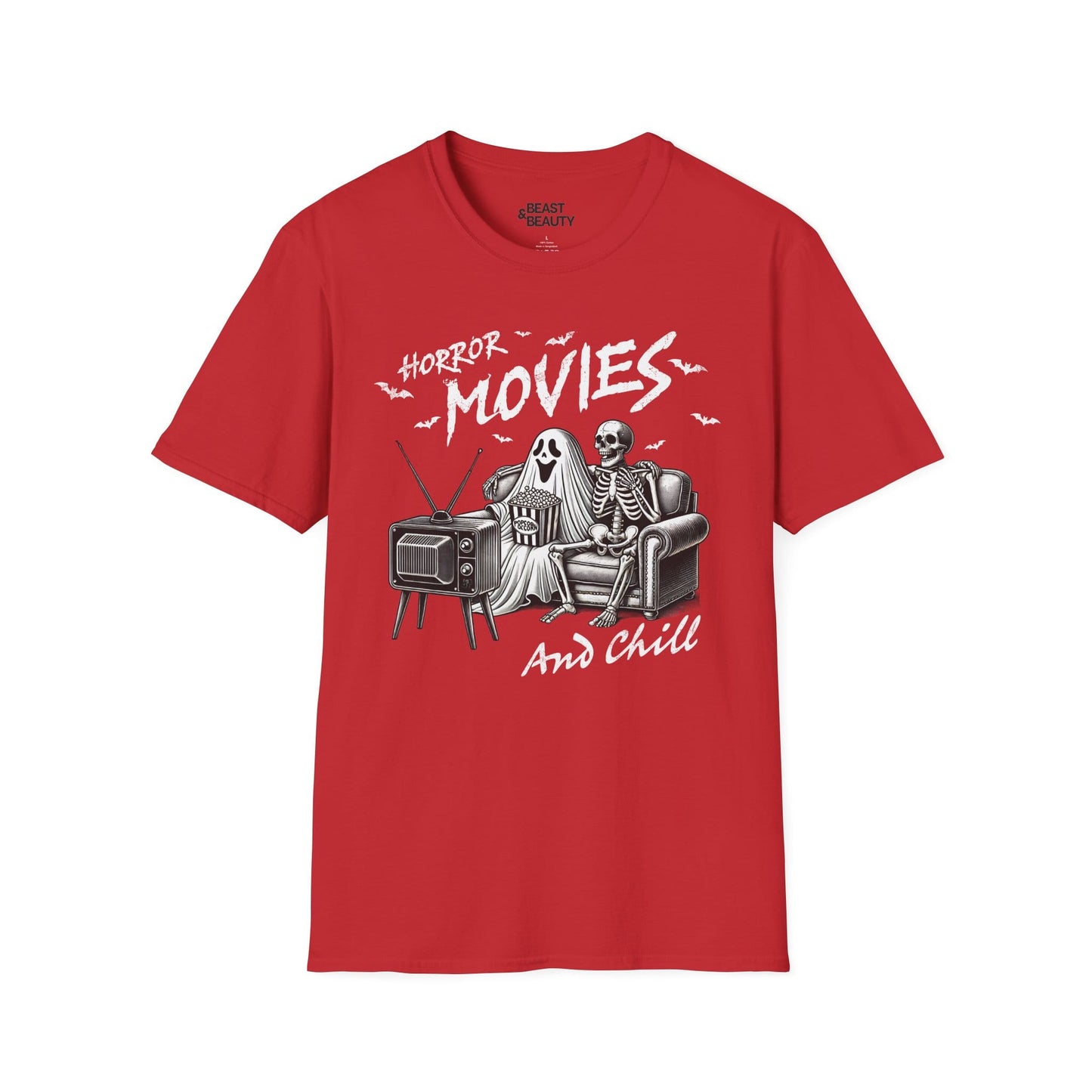 Horror Movies and Chill Halloween T-Shirt Red / S gift_idea unique_gift personalised_gift