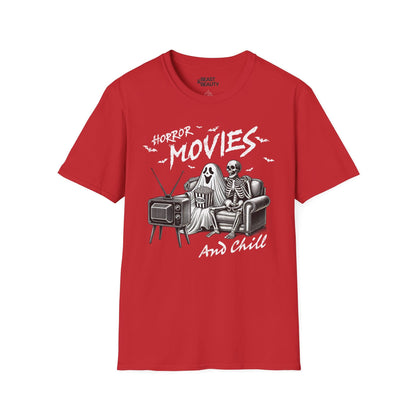 Horror Movies and Chill Halloween T-Shirt Red / S gift_idea unique_gift personalised_gift