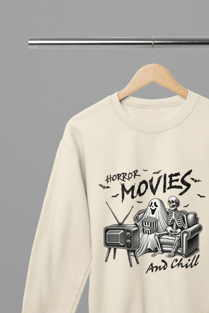 Horror Movies and Chill Sweatshirt & T-Shirt – Funny Halloween Top Beige / Small / Sweatshirt gift_idea unique_gift personalised_gift
