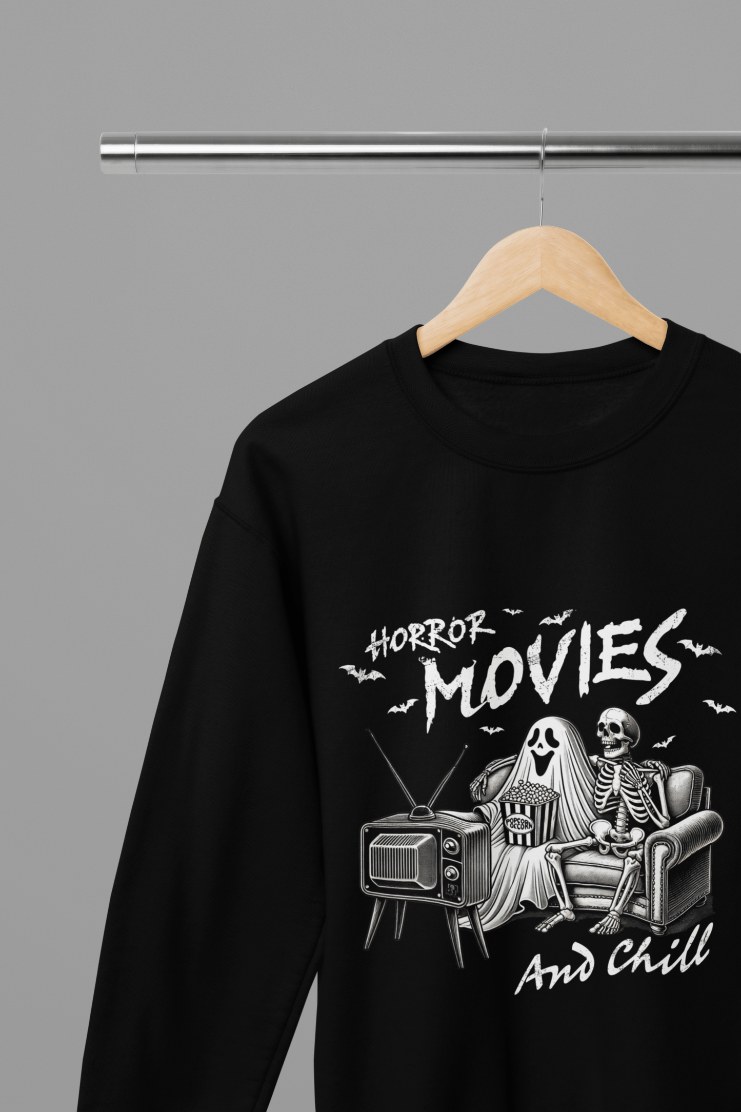 Horror Movies and Chill Sweatshirt & T-Shirt – Funny Halloween Top Black / Small / Sweatshirt gift_idea unique_gift personalised_gift