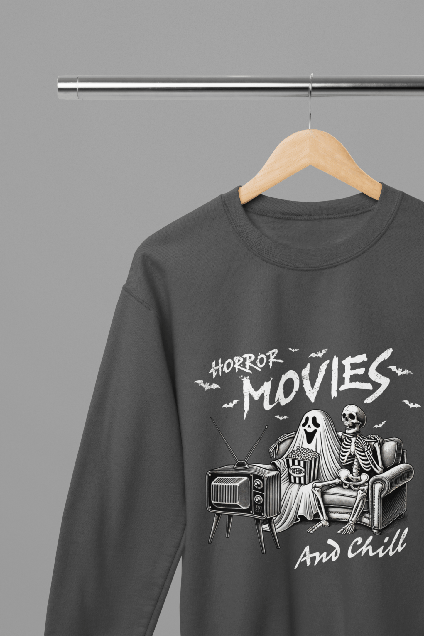 Horror Movies and Chill Sweatshirt & T-Shirt – Funny Halloween Top Grey / Small / Sweatshirt gift_idea unique_gift personalised_gift